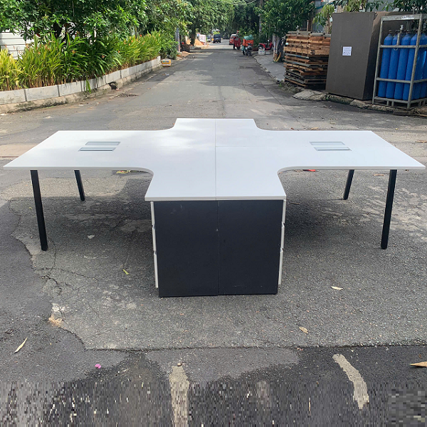 Hình ảnh cụn bàn chữ l 4 chỗ ngồi được chụp thực tế tại Kho Thanh Lý HD