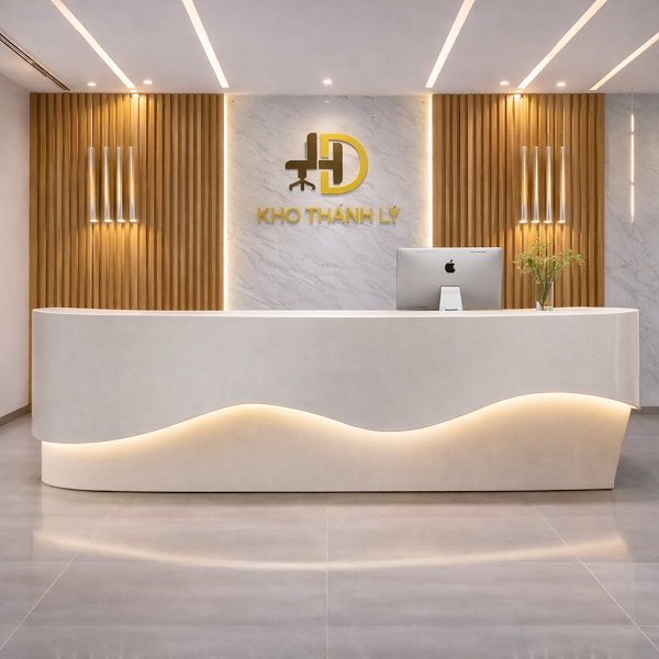 Quầy lễ tân văn phòng gợn sóng 2m3 QLT042