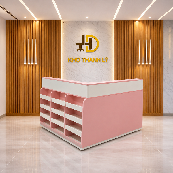 Quầy bán hàng chữ L kèm kệ trưng bày 2m QLT047